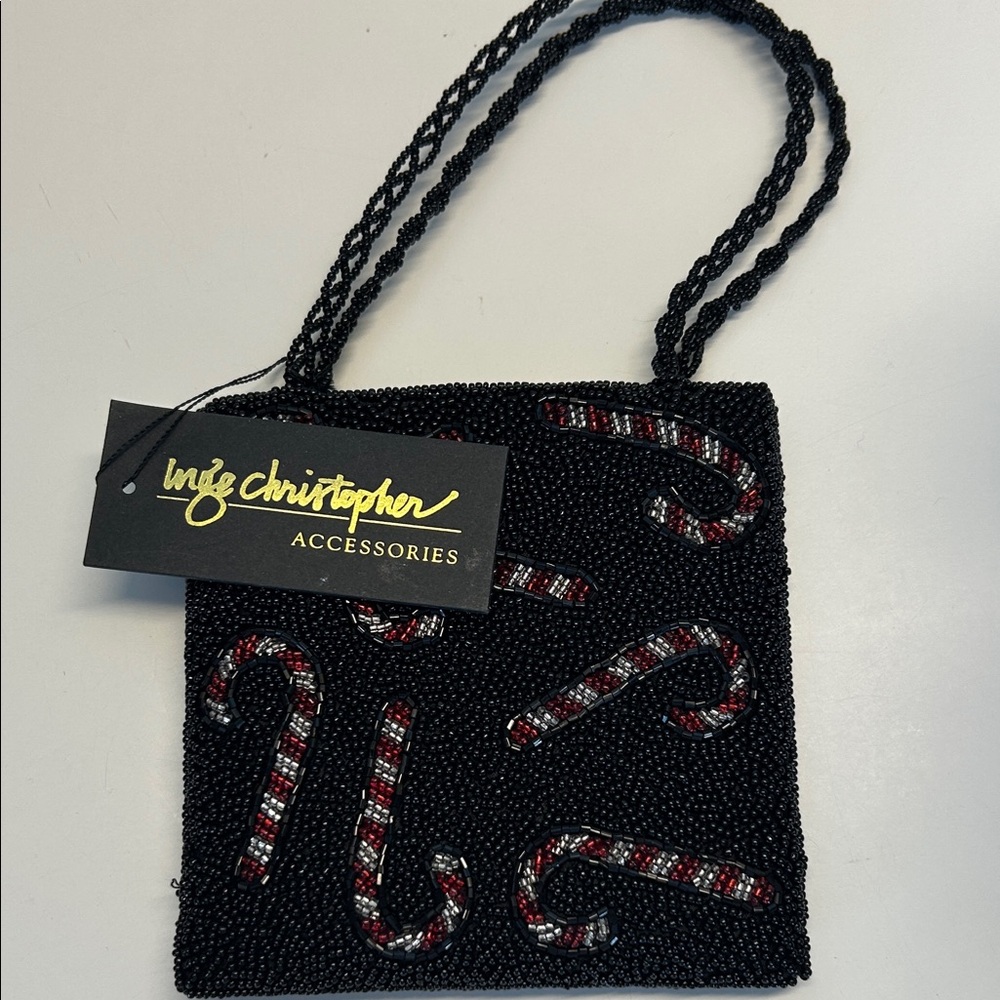 BRAND NEW—Black and Red Beaded Mini Bag